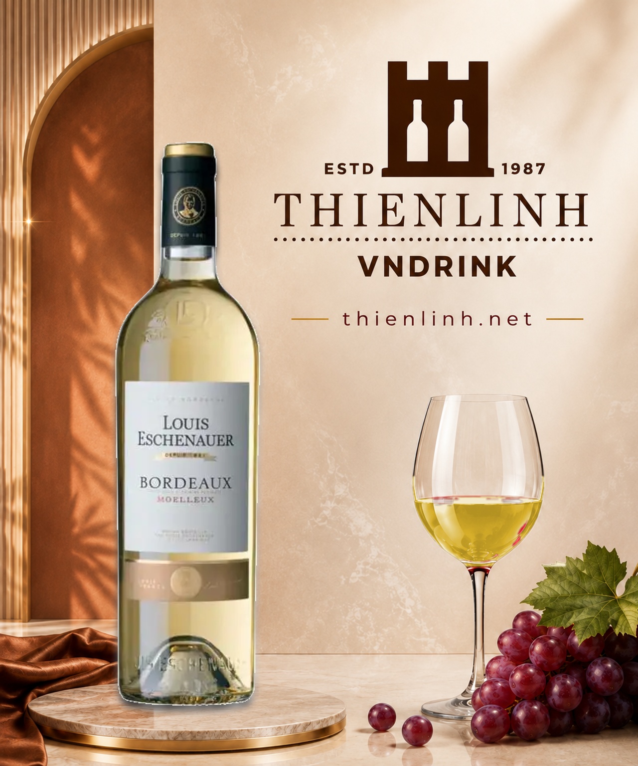 Chai rượu vang trắng Louis Eschenauer Bordeaux Moelleux – Thiên Linh VNDrink
