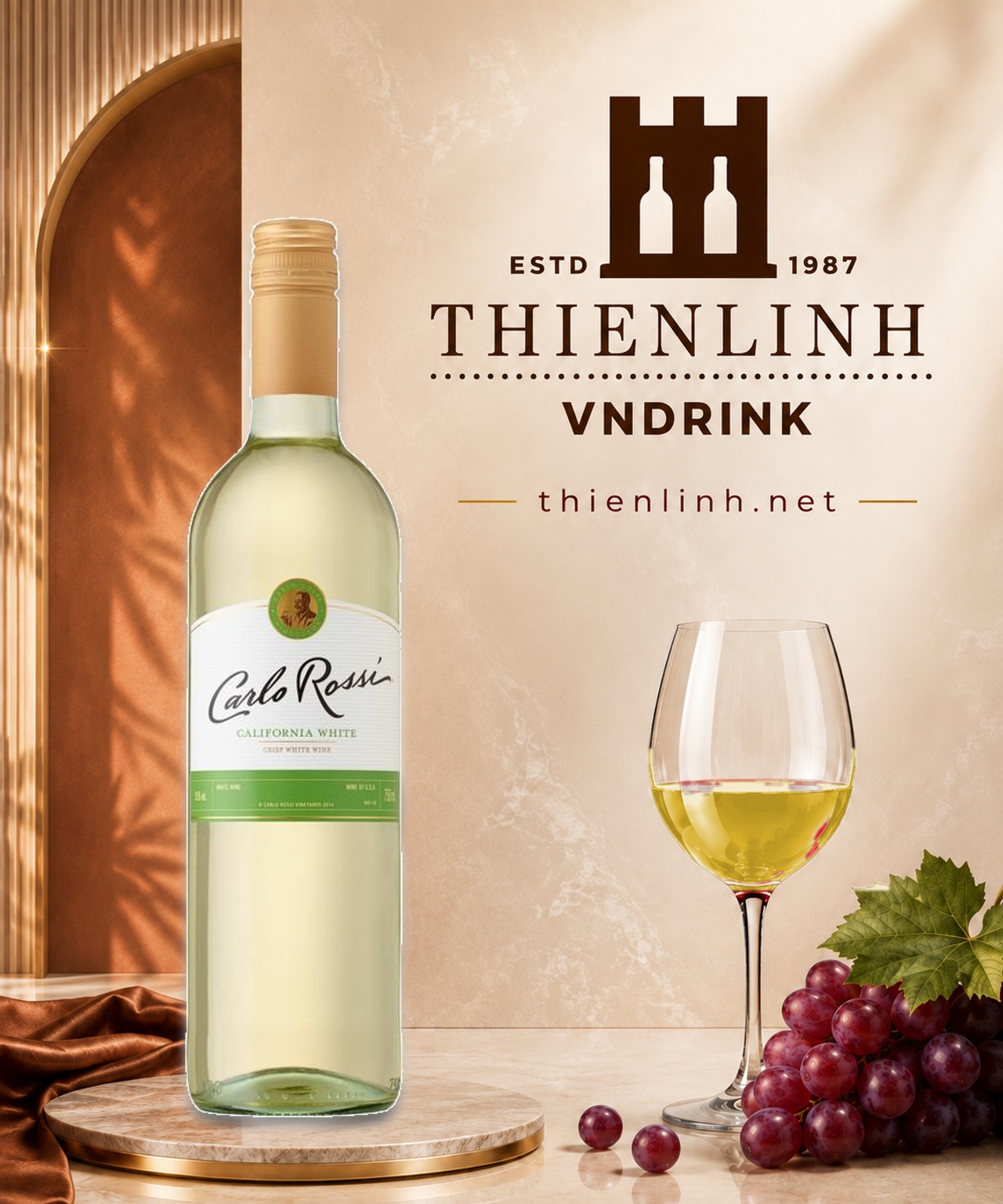 Carlo Rossi Crisp White Wine vang trắng California Mỹ
