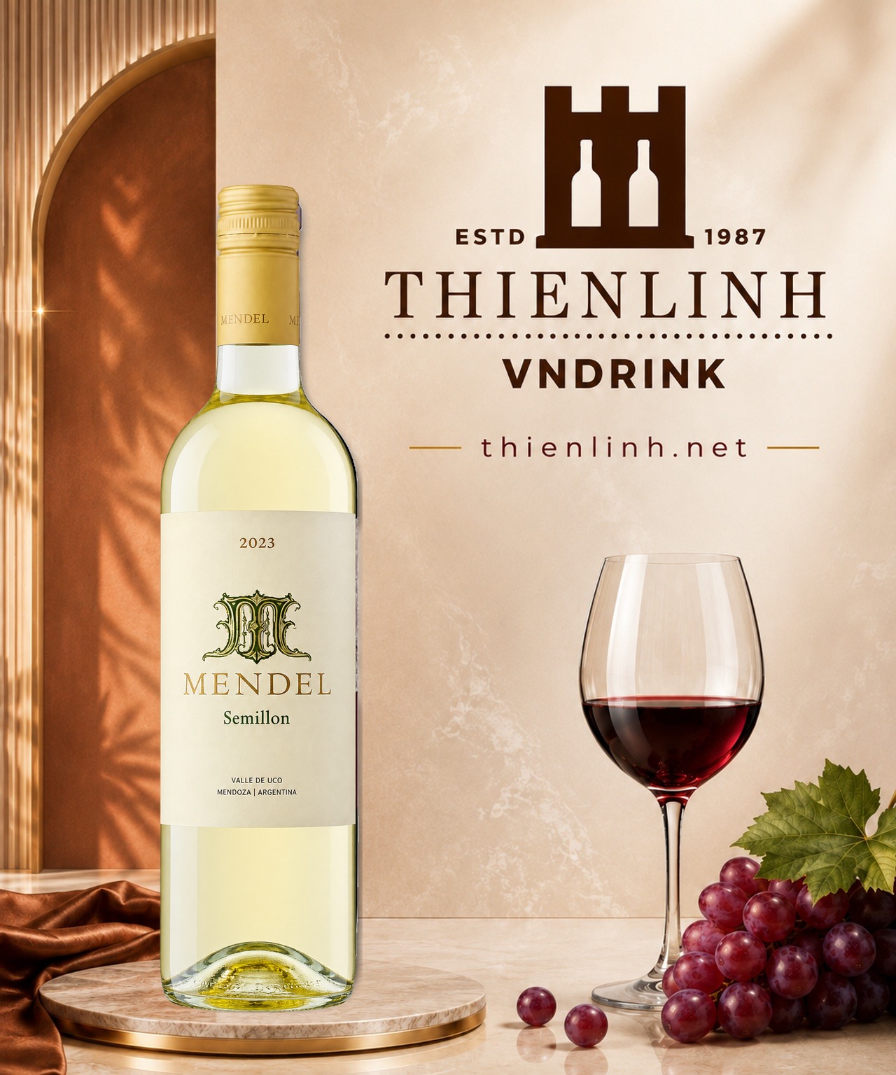 Chai rượu vang trắng Mendel Semillon 2023 – Thiên Linh VNDrink