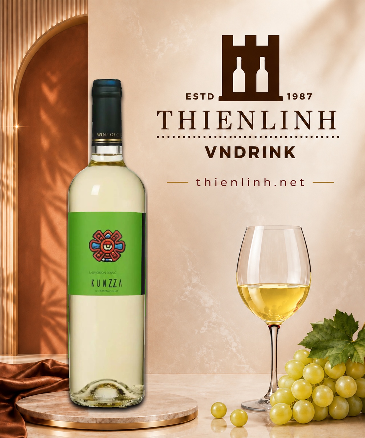 Chai rượu vang trắng Kunzza Sauvignon Blanc – Thiên Linh VNDrink