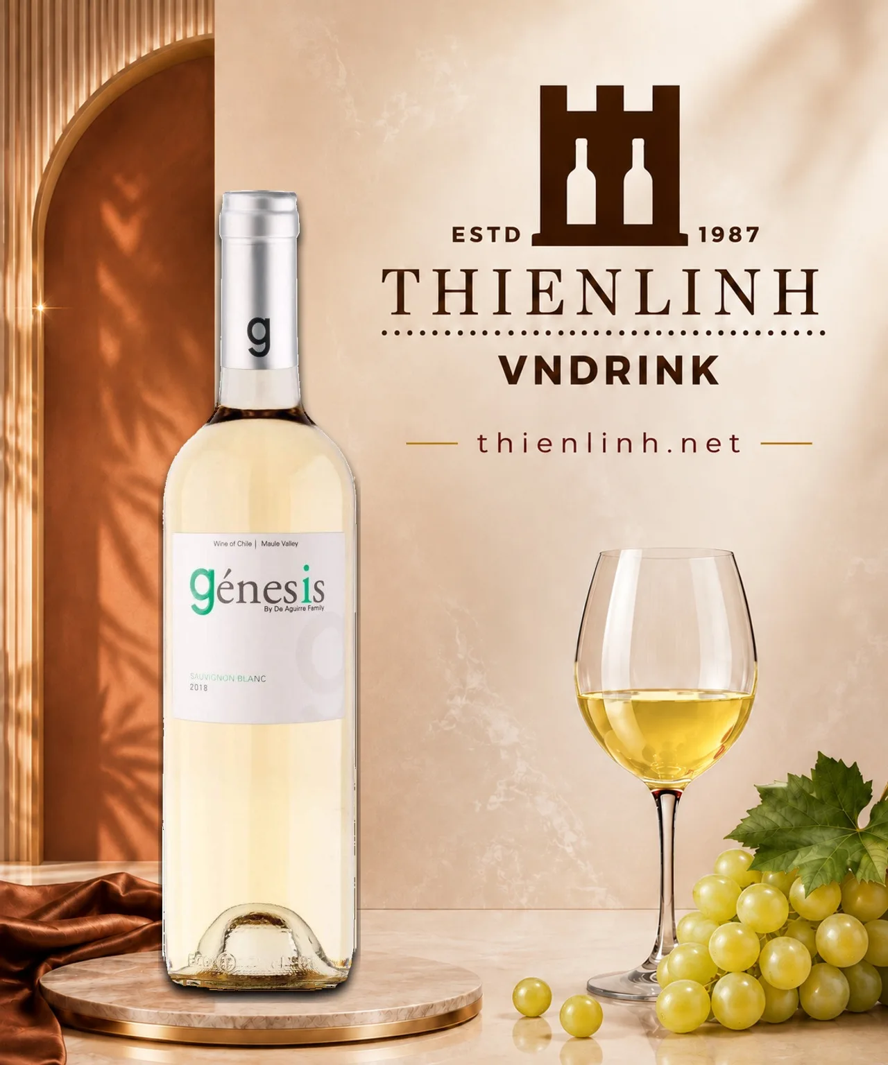 Chai rượu vang trắng Genesis Sauvignon Blanc, vang Chile 12,5% từ Maule Valley – Thiên Linh VNDrink