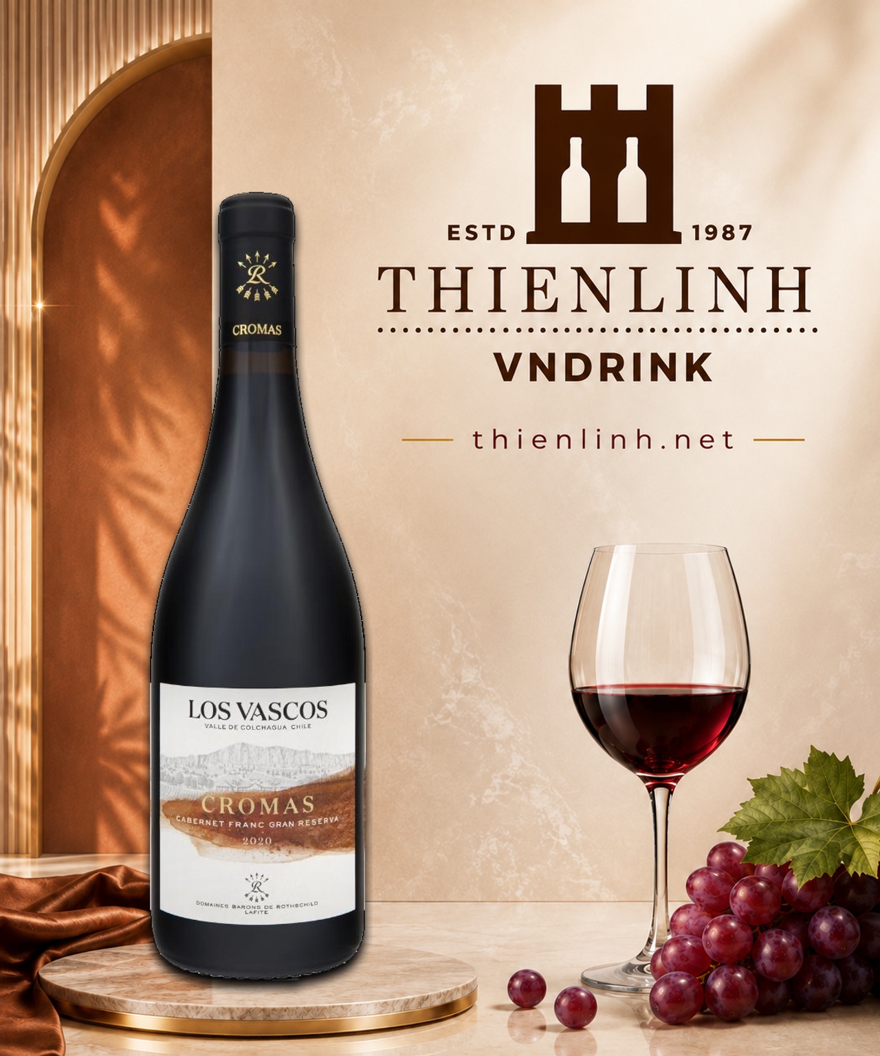Chai rượu vang đỏ Los Vascos Cromas Cabernet Franc Gran Reserva 2020 – Thiên Linh VNDrink