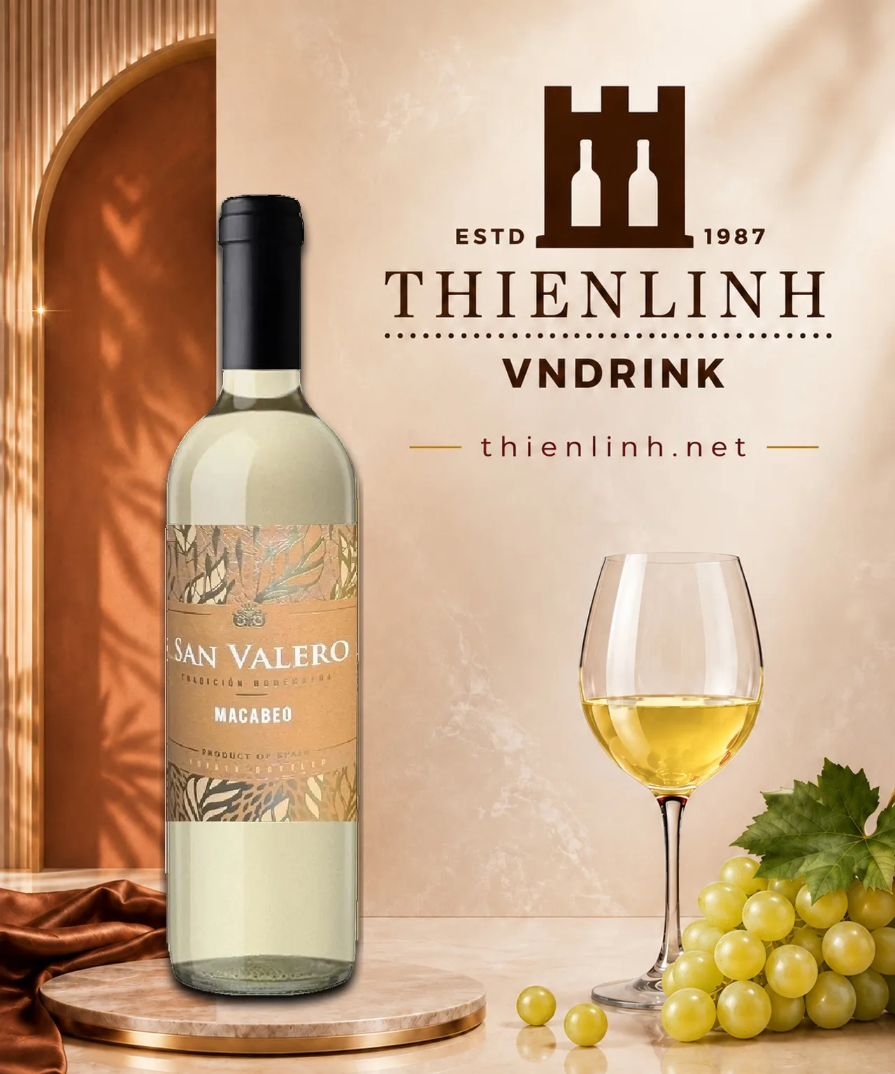 Chai rượu vang trắng San Valero Blanco 2024, vang Tây Ban Nha 12% từ Cariñena – Thiên Linh VNDrink