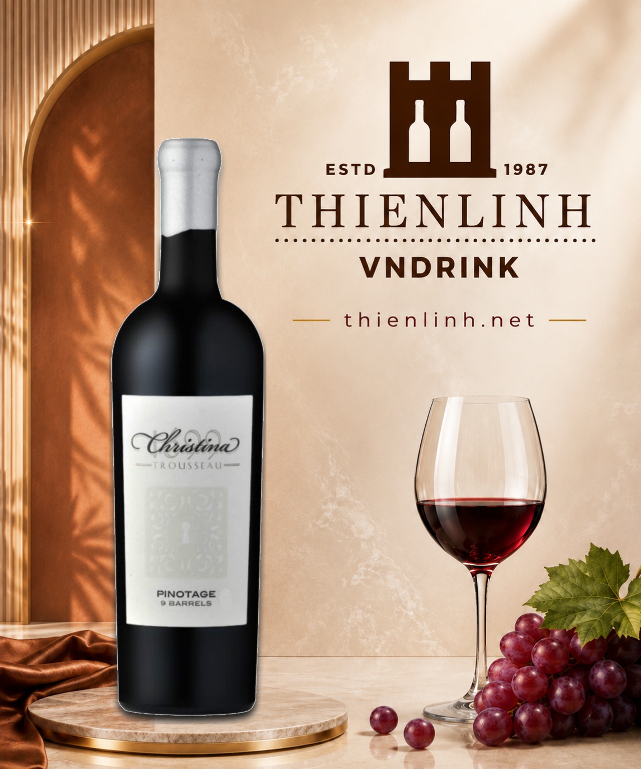 Christiena Trousseau 9 Barrels Pinotage 2021 vang đỏ Nam Phi Robertson