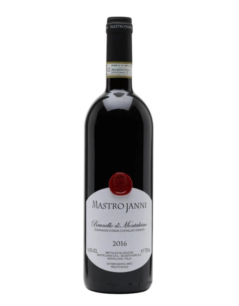 Nhãn chai Mastrojanni Brunello di Montalcino 2016 minh họa cách đọc nhãn rượu vang