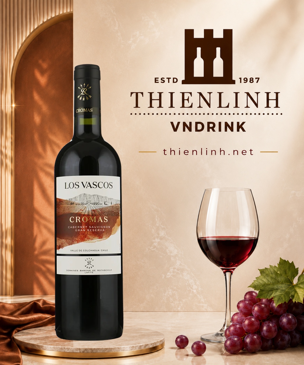 Chai rượu vang đỏ Los Vascos Cromas Cabernet Sauvignon 2019 – Thiên Linh VNDrink