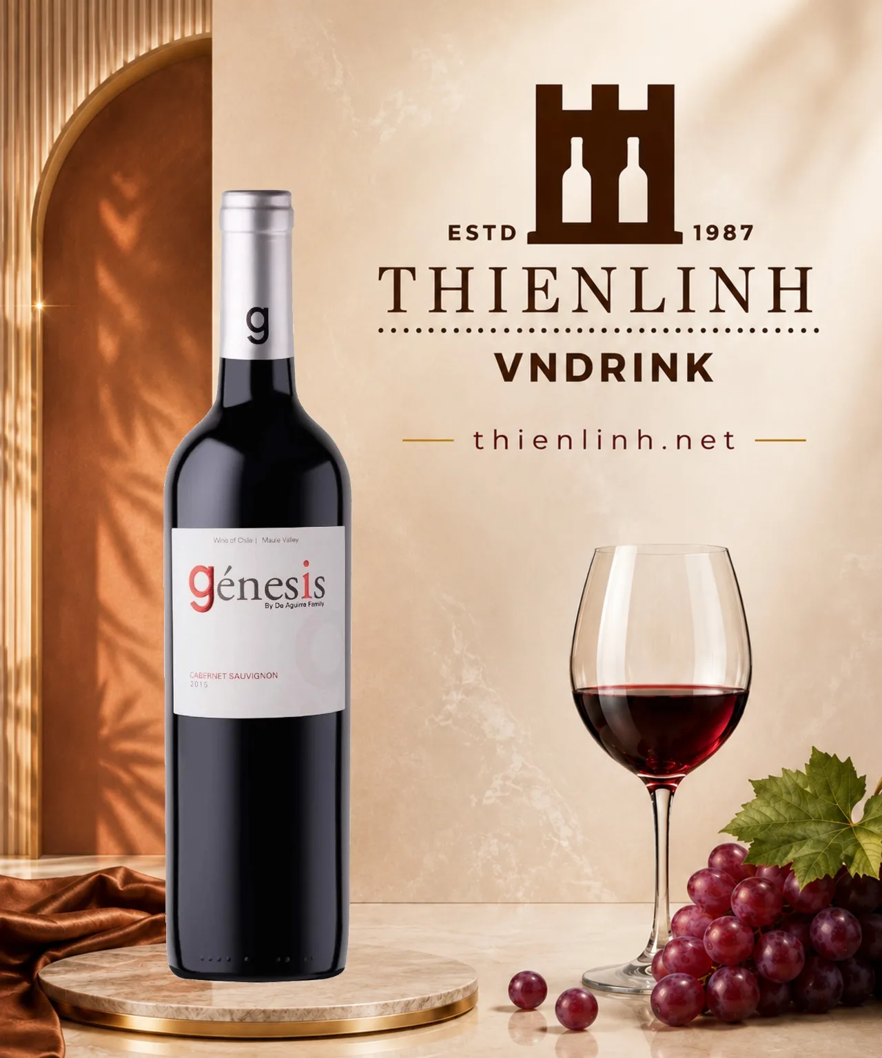 Chai rượu vang đỏ Genesis Cabernet Sauvignon, vang Chile 13% từ Maule Valley – Thiên Linh VNDrink