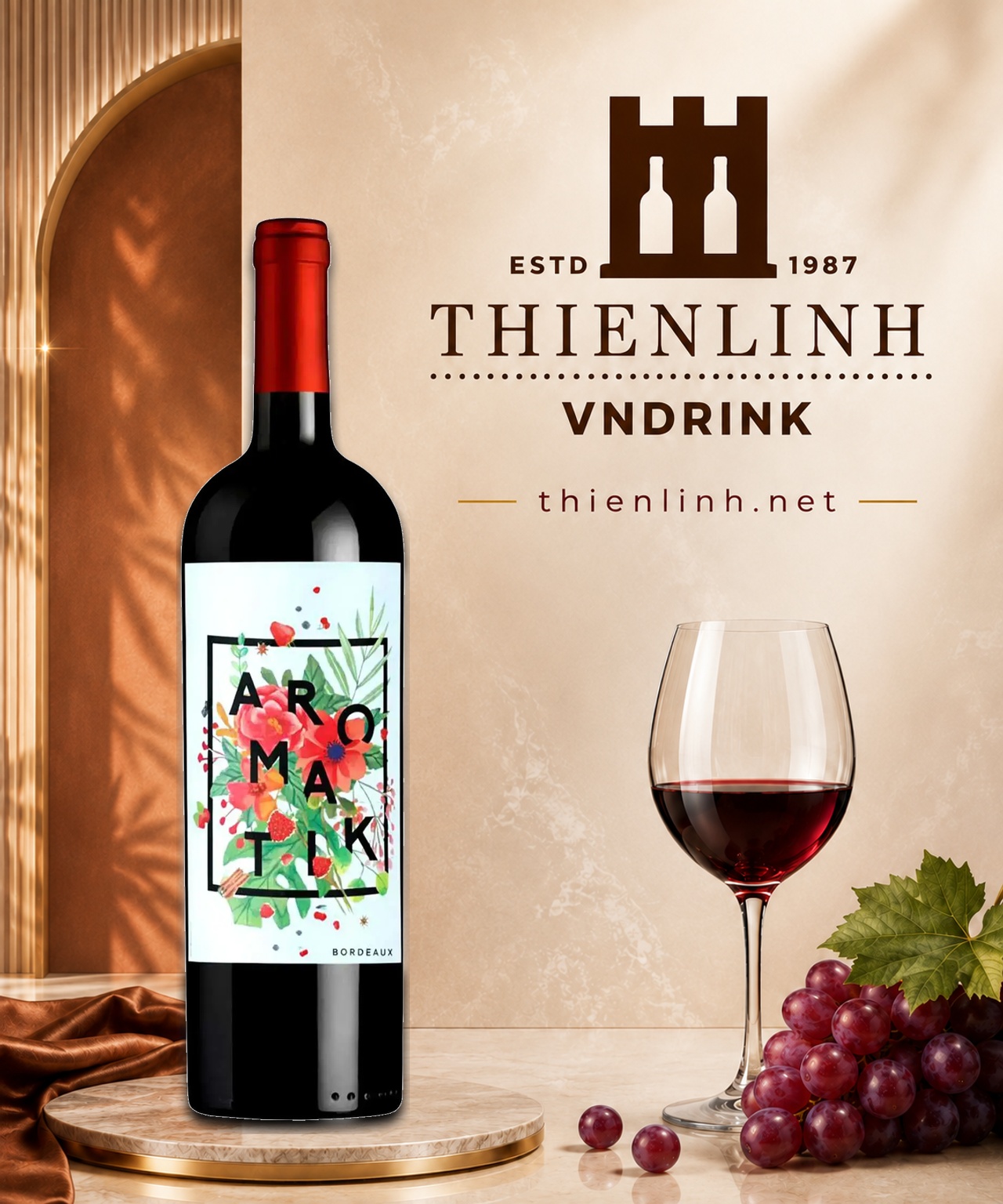 Chai rượu vang đỏ Aromatik Bordeaux – Thiên Linh VNDrink