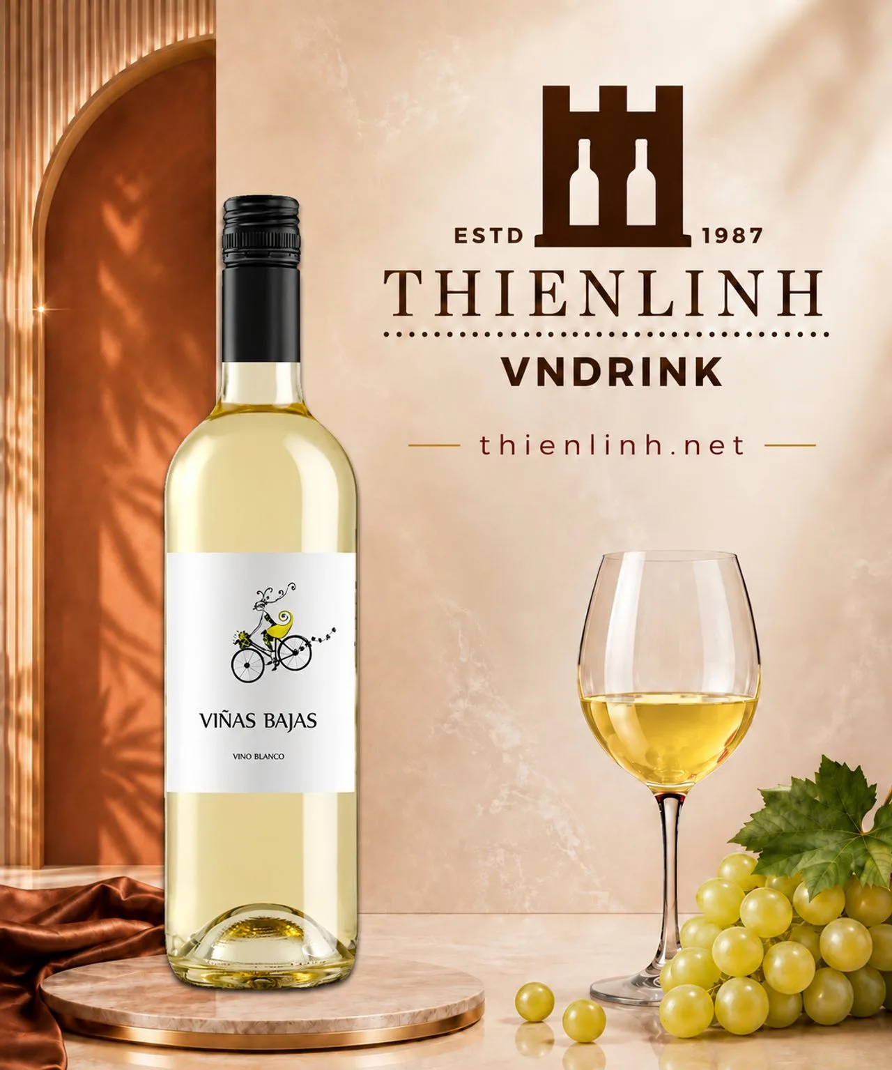 Chai rượu vang trắng Viñas Bajas Vino Blanco, vang Tây Ban Nha 11% từ Aragón – Thiên Linh VNDrink