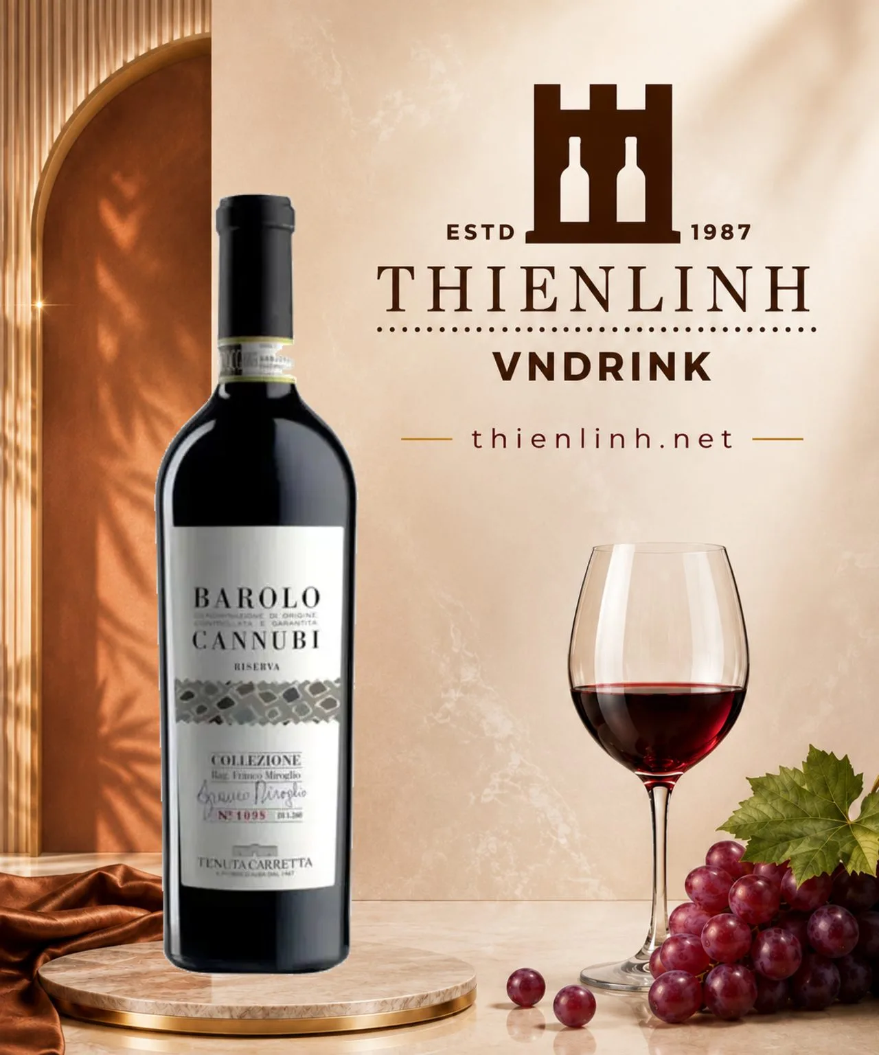 Chai rượu vang đỏ Tenuta Carretta Barolo Cannubi Riserva, bộ sưu tập 2011–2016 – Thiên Linh VNDrink