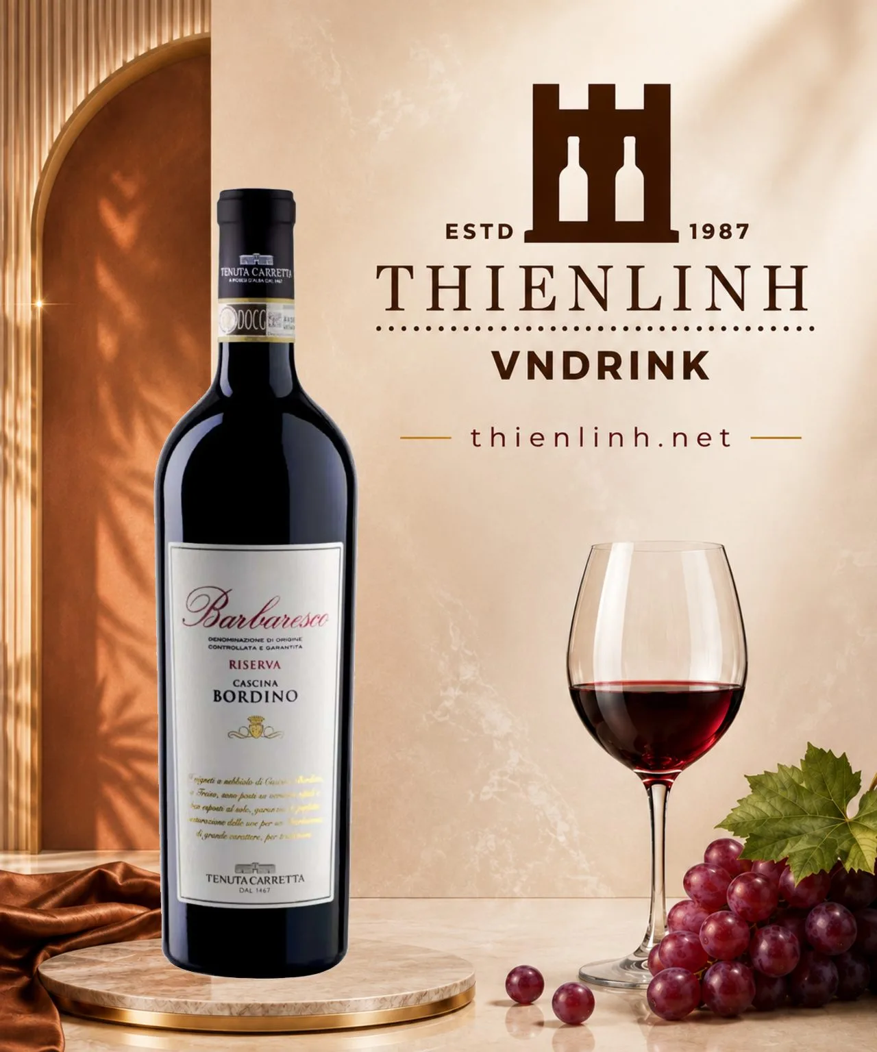 Chai rượu vang đỏ Tenuta Carretta Cascina Bordino Barbaresco Riserva 2019 – Thiên Linh VNDrink