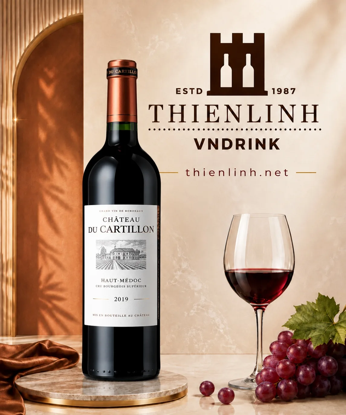 Chai rượu vang đỏ Château du Cartillon 2019, Haut-Médoc, vang Bordeaux Pháp – Thiên Linh VNDrink