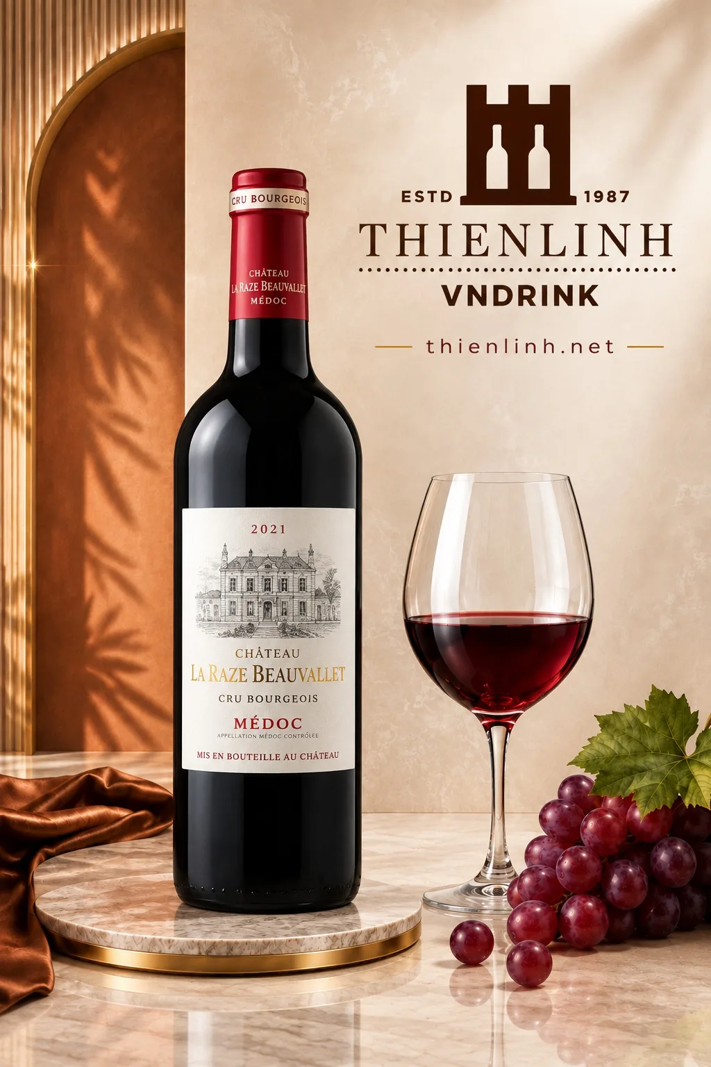 Chai rượu vang đỏ Château La Raze Beauvallet 2021, Cru Bourgeois Médoc – Thiên Linh VNDrink