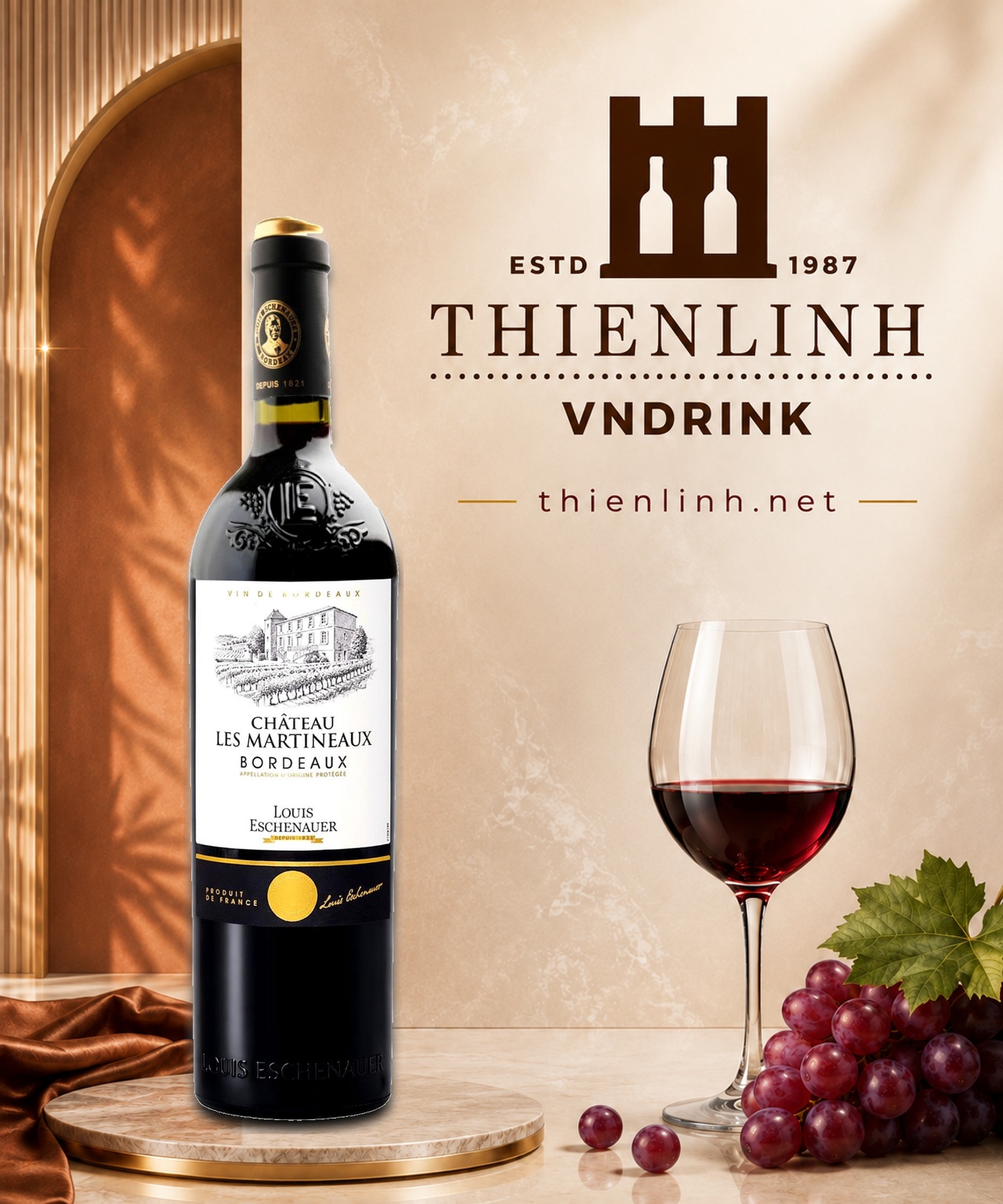 Chai rượu vang đỏ Château Les Martineaux Bordeaux – Thiên Linh VNDrink
