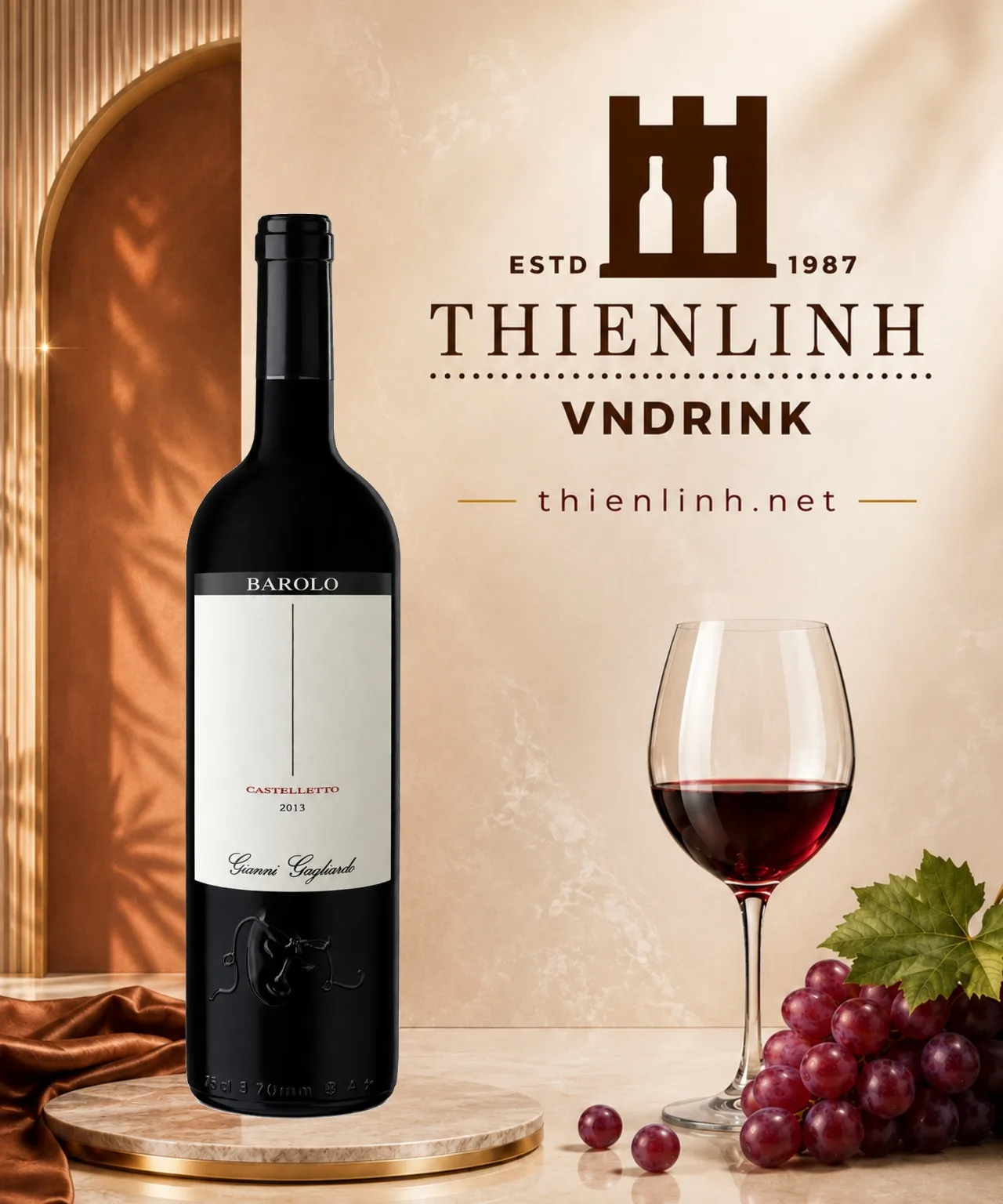 Chai rượu vang đỏ Gianni Gagliardo Barolo Castelletto Serre 2013, vang Ý 14% Piedmont – Thiên Linh VNDrink