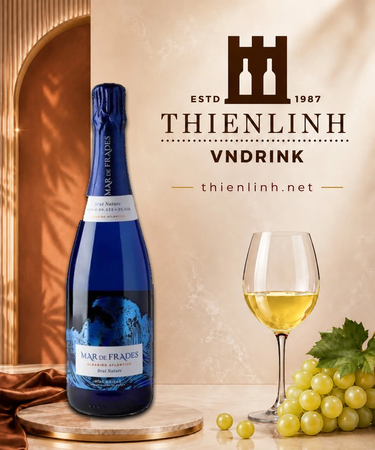 Chai rượu sparkling Mar de Frades Brut Nature Albariño, Rías Baixas – Thiên Linh VNDrink