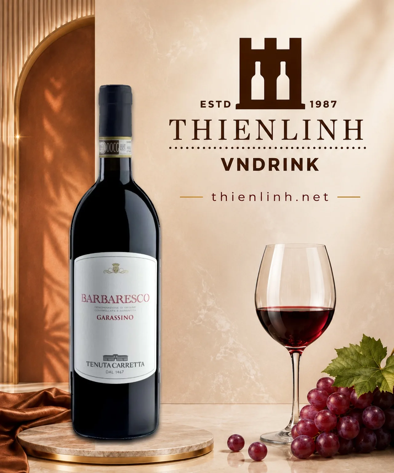 Chai rượu vang đỏ Tenuta Carretta Garassino Barbaresco DOCG 2021 – Thiên Linh VNDrink