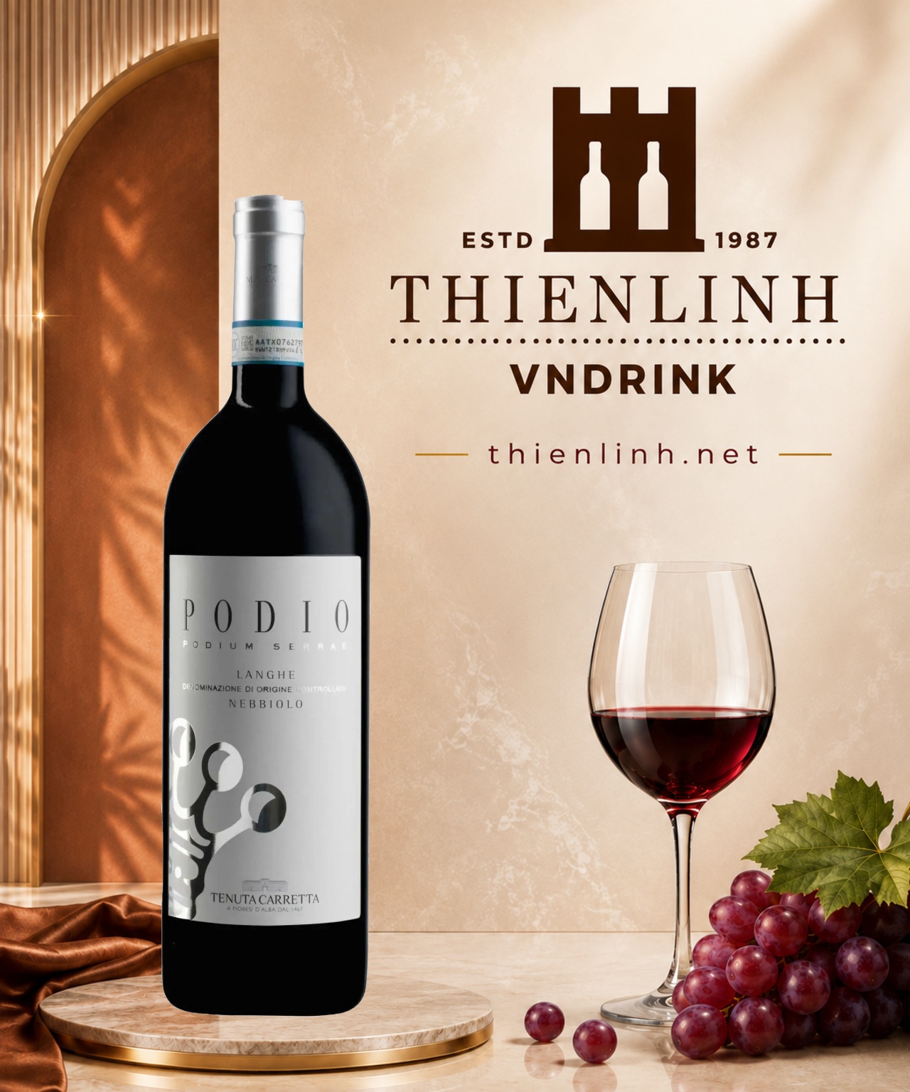 Chai rượu vang đỏ Tenuta Carretta Podio Podium Serrae Langhe Nebbiolo 2022 – Thiên Linh VNDrink