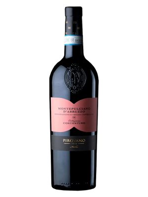 Chai rượu vang đỏ Pirovano Collezione Costantino Montepulciano d'Abruzzo, nhãn hồng san hô