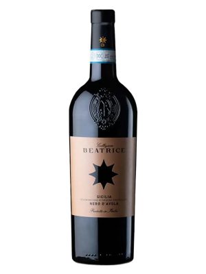 Chai rượu vang đỏ Pirovano Collezione Beatrice Nero d'Avola Sicilia DOC nhãn màu đồng