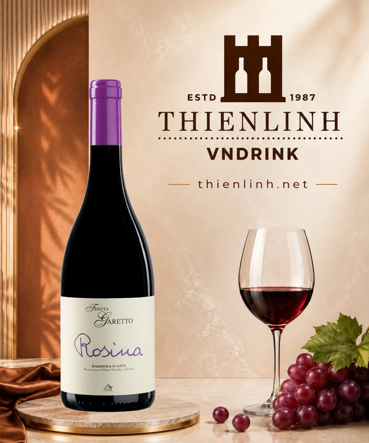 Chai rượu vang đỏ Tenuta Garetto Rosina Barbera d'Asti 2022 – Thiên Linh VNDrink