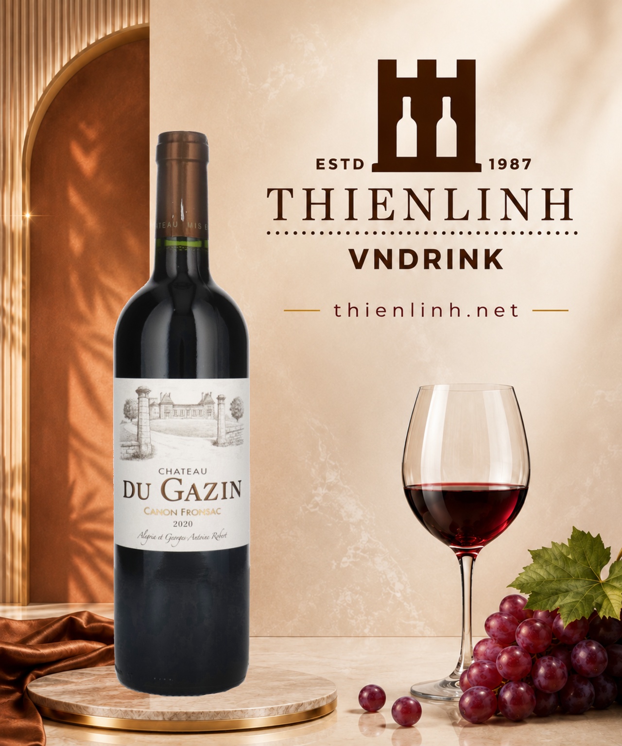Chai rượu vang đỏ Chateau Du Gazin 2020 Canon-Fronsac – Thiên Linh VNDrink