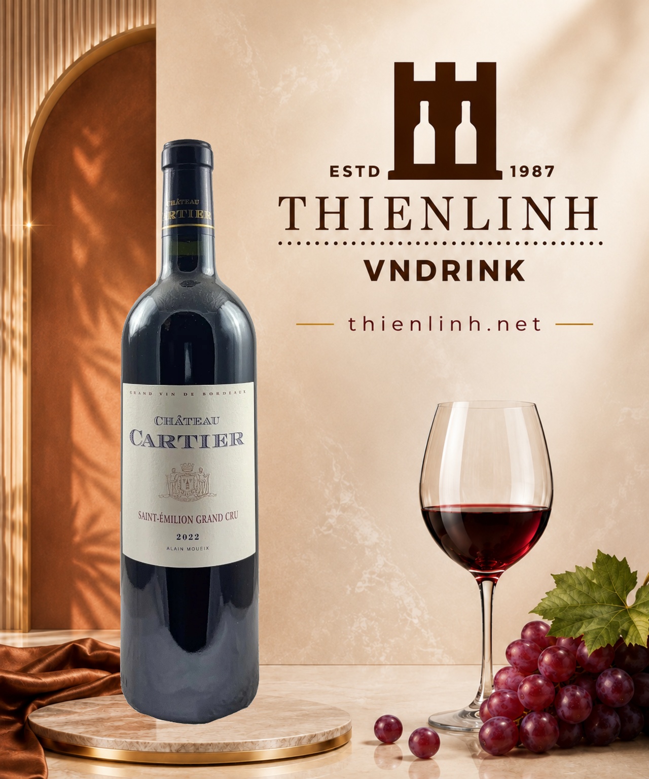 Chai rượu vang đỏ Chateau Cartier 2022 Saint-Émilion Grand Cru – Thiên Linh VNDrink