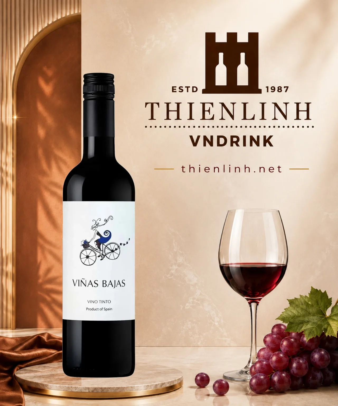 Chai rượu vang đỏ Viñas Bajas Vino Tinto, vang Tây Ban Nha 11% từ Carignan – Thiên Linh VNDrink