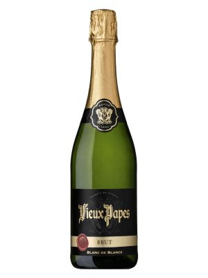 Rượu vang sủi Vieux Papes Blanc de Blancs Brut nho trắng Chardonnay Sauvignon Blanc Ugni Blanc nước Pháp 12% nhãn đen chữ vàng