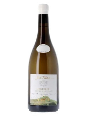 Chai rượu vang trắng J. de Villebois Sancerre Chêne Marchand Sauvignon Blanc Loire Pháp, nhãn trắng hình ngựa vàng, nắp sáp trắng