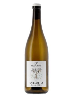 Chai rượu vang trắng Fournier Père et Fils Sancerre Caillottes Sauvignon Blanc Loire Pháp, nhãn trắng hình cây nho và rễ, nắp trắng đen